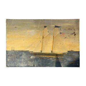 Oil On Canvas, Rare American Seascape, 19th Century