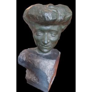 Jean Larrivé (1875-1928), Bronze, Impressionist Head Of A Woman, Circa 1900.