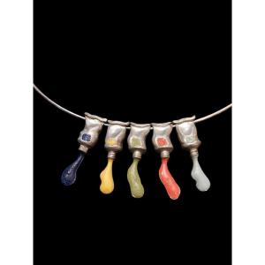 Arman (1928-2005), Silver Metal Necklace “tube Castings”