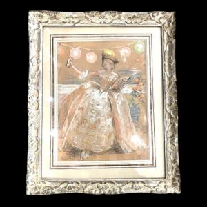 Antoine Calbet, (1860-1944), “the Venetian Woman”, Pastel , 19th Century