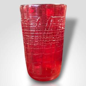 Red Glass Vase, Italy, 1960s