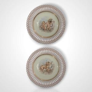 Pair Of Dresden Porcelain Plates, Late 19th Century