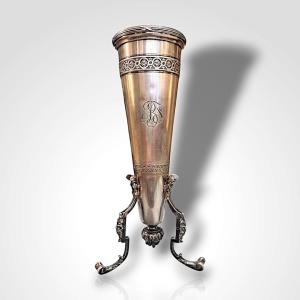 Boin-taburet, Silver Tripod Vase, 19th Century
