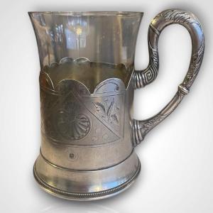 Glass Holder (pod-stakannik)russian In Pure Silver 19th Century
