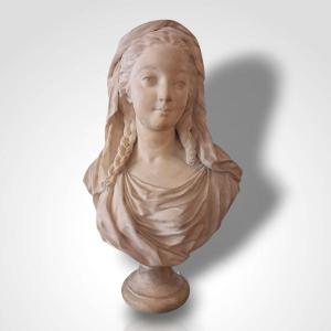 Marble Bust Of A Young Woman, 19th Century