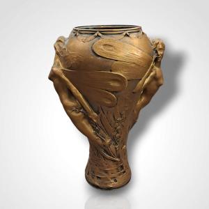 Art Nouveau Gilt Bronze Vase, Late 19th-early 20th Century
