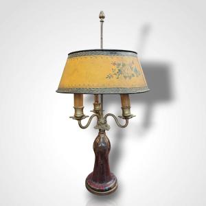 Ceramic And Bronze Bouillotte Lamp Base, Dalpayrat, Late 19th Century