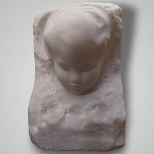 Amedeo Gennarelli (1881-1943), Marble Sculpture, Child's Face