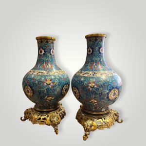 Pair Of Cloisonné Vases, China, 19th Century