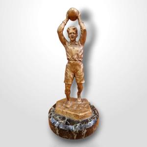 Bronze, Rugby Player, Early 20th Century