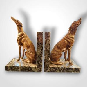 Pair Of Bronze And Marble Bookends, 1920s.