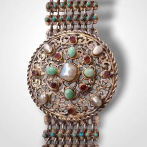 Openwork Enameled Silver Belt, 19th Century