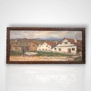 Louis Floutier, View Of Ainhoa, 20th Century