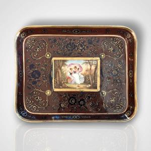 Painted Porcelain Tray, 19th Century