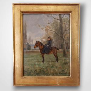 Mje Le Nail, Oil On Panel, Horsewoman, Late 19th/early 20th Century