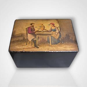 Lacquered And Painted Papier-mâché Box, Russia, Lukutin Workshop, 19th Century
