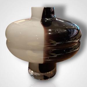 Two-tone Spinning Top-shaped Glass Paste Vase, 20th Century