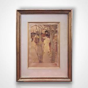 Paul Balluriau, “twilight”, Signed Lithograph, Late 19th Century