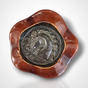 Hermès Ashtray In Vallauris Ceramics, After Jean Cocteau, 20th Century