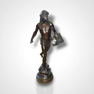 émile Louis Picault (1833–1915) – Bronze Sculpture “the Sower Of Ideas,” Late 19th Century