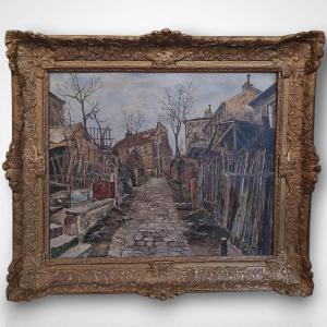 Marcel Leprin (1891-1933), Oil On Canvas, View Of Montmartre, 20th Century