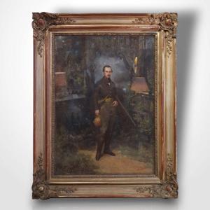 Pastel, Portrait Of A Hunter, 19th Century