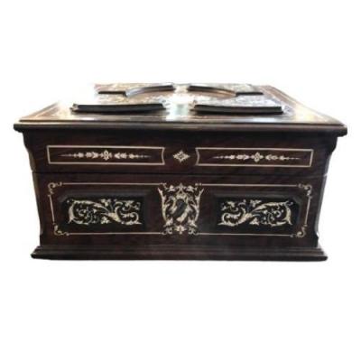 Coffret à Bijoux En ébène Et Palissandre Incrustations Os