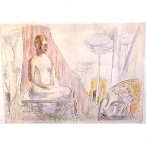 Watercolor Buddha, 1957 By André Maire