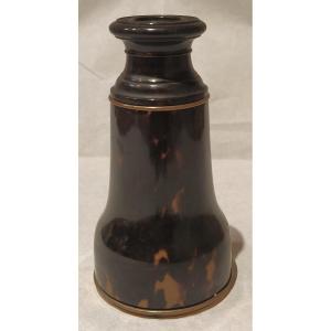 Engineer-knight, Small Long View In Speckled Brown Tortoiseshell And Brass, Nineteenth.