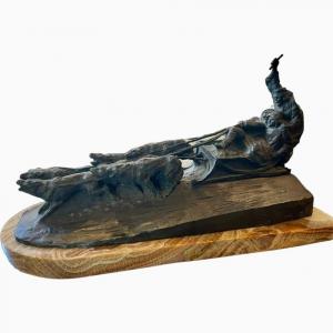 Decimo Passani, The Sleigh, In Bronze, 1st Half Of The Twentieth