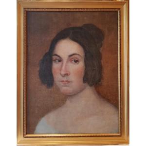 Oil On Canvas, Portrait Of Nineteenth Woman.