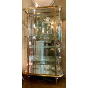 Curved Flank Showcase Brass Structure Circa 1880