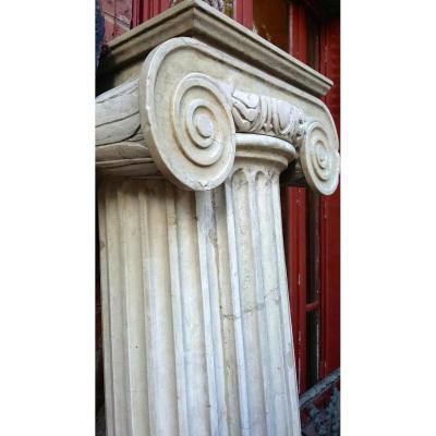 Deux Colonnes En Marbre Jaune De Sienne, XIX-ème