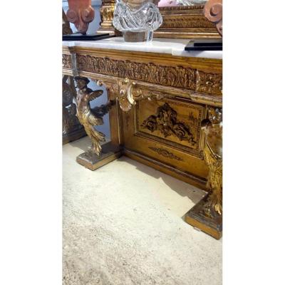 Une Console En Bois Sculpté Et Doré Surmontée De Son Miroir, 1810