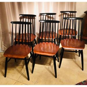 Series Of 6 Scandinavian Chairs Ilmari Tapiovaara 20th Century