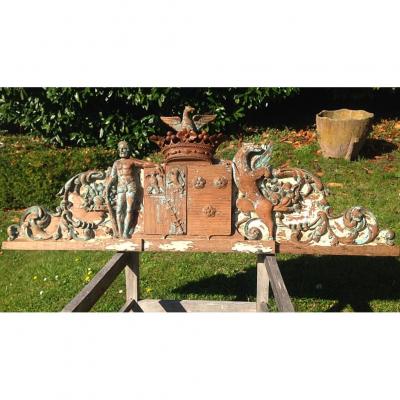 Decoration Carving Woodwork Arms Of Arenberg Nineteenth