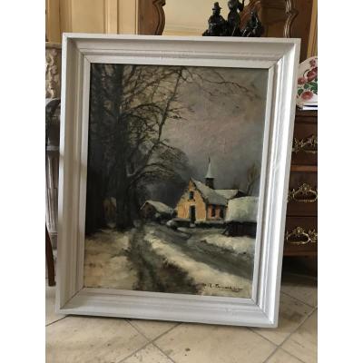 Hst Snow Landscape By Henri Joseph Pauwels