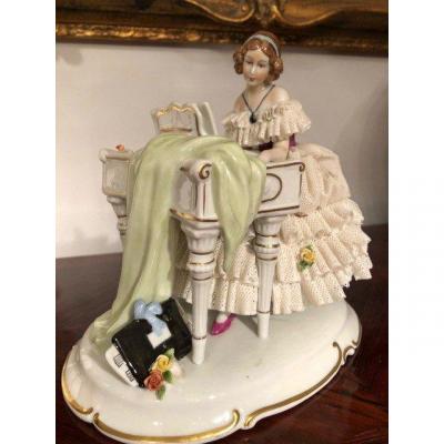 Porcelain "la Pianiste" Unterweissbach XIXth