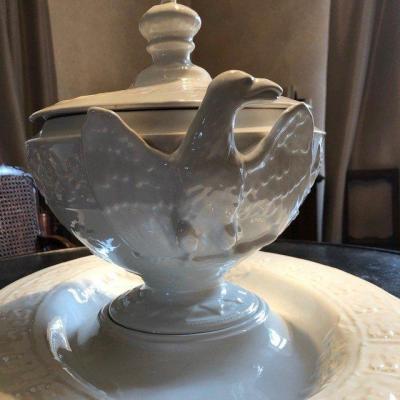 Large Empire Style Tureen In Late 19th Century Earthenware