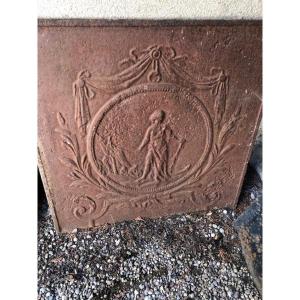 End Of 18th Century Cast Iron Fireback "les Moissons"