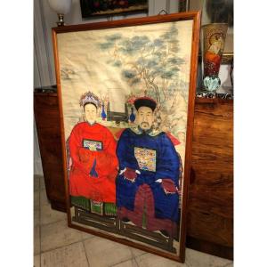 Large 19th Century China Rice Paper Painting