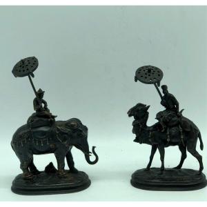 Lot Of Two Orientalist Bronzes Arson