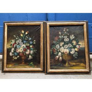 Pair Of 19th-century Floral Still Lifes