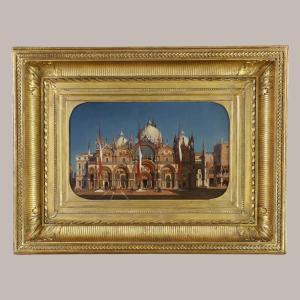 Ippolito Caffi (1809-1866) Attributed. The Basilica Of San Marco Under A Low Sun Circa 1860.