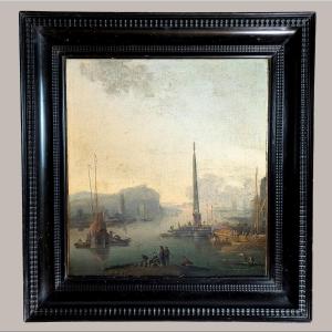 Adriaen Manglard (1695-1760) Attributed. Maritime Capriccio Circa 1730.