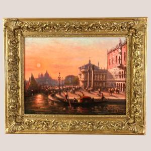 Joaquim De Miró I Argenter (1849-1914) Venice, The Doge's Palace And The Entrance To The Grand Canal.