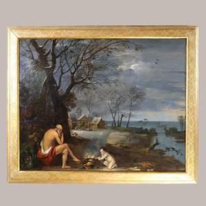 Frans De Momper (1603-1660) Attributed; Allegorical Winter Landscape Circa 1640.