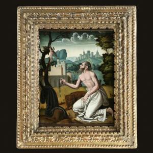 French School From The Early 16th Century. Saint Jerome Circa 1530.