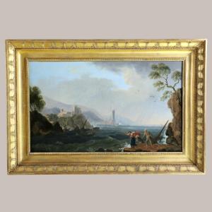 Attributed To Jean Pillement (1728-1808). Coastal Landscape, A Stormy Day Around 1800.