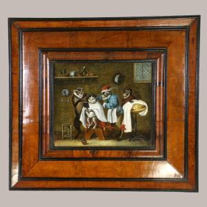 Ferdinand Van Kessel (antwerp, 1648 - Circa 1696) Attributed. Singerie, The Cat At The Barber's.